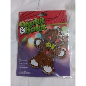 MAKIT & BAKIT LARGE CHRISTMAS GINGERBREAD MAN  W/BOWTIE SUNCATCHER ORNAMENT KIT
